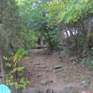 The trail up to the boat shop and boat storage area. The handle some large boats here.