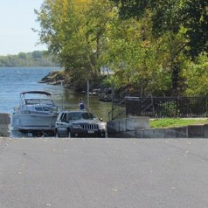 The free ramp at Rouces Point New York at the head of Lake Champlain just below the border with Canada