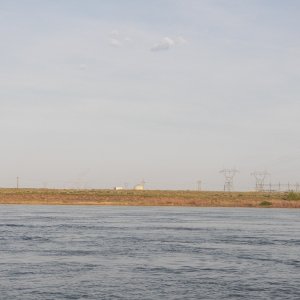 There is the dome of the old Hanford reactor.  No mushroom cloud today.