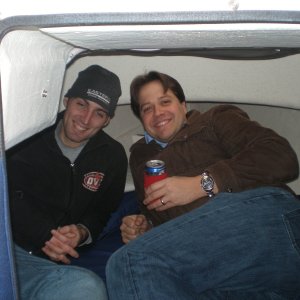 My buddy Pat's son, Brian, and Pat's son-in-law, Bill in the v-berth. Hoo boy.