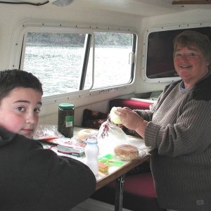 Austin and Patty in Cabin, 6-22-03