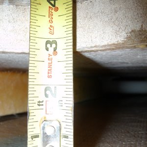 3. Looking directly forward.  The cedar stiff arm or beam on left side of picture spans from the bildge well at the stern, to the bulkhead under the cabin door.