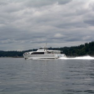 Rich Passage ferry.  Last year I clocked this boat at 45 kts on the AIS. No AIS on Bambina but looked about the same speed this time too.