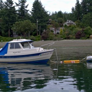 Annual visit to sister ship Actual Size on her mooring ball off of Bainbridge.