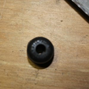 Media 'The usable part is ready to be installed in the cabin roof and the antenna cable wired through.' in album 'I used a tire air valve to get the antenna cable through the roof.  It is a snug fit; hopefully water will stay outside of the cabin.'