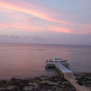 Hunky Dory is finally home!  Here is her first Little Cayman sunset.
