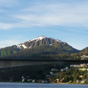 Early morning in Juneau looking back at Douglas Island from Harris Harbor