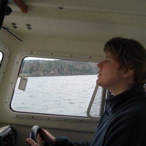 Wife Jody with both hands on the wheel