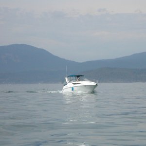 Brother following behind in his Bayliner to Orcas Island Spa and Resort