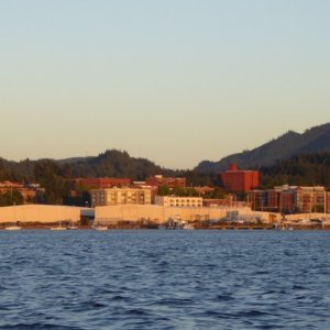 A look at Fairhaven at sunset Thurs. NMI factory is front and center.