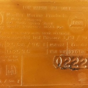 old starboard tank embossed label