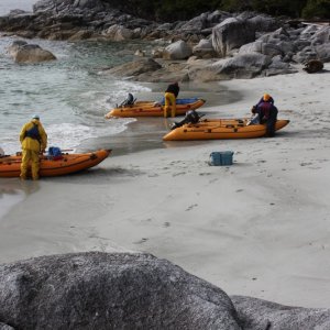 Rafts from Kitimat at Campainia Island