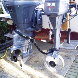 Media 'Kicker Main chain & locks. The chain is flat link. Apparently it is bolt cutter proof. The locks are very heavy duty with shoulders that prevent a bolt cutter from getting to the hasp.' in album 'Latch & Receiver locks'