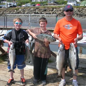 Good morning bite, all kings caught deep 85 - 160 feet deep.  Kingfisher cookies & cream and white UV squid