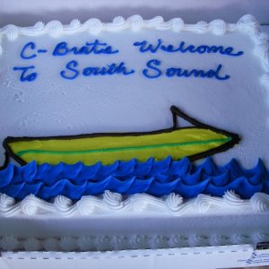 The new C-Dory sled. The cake was delicious.