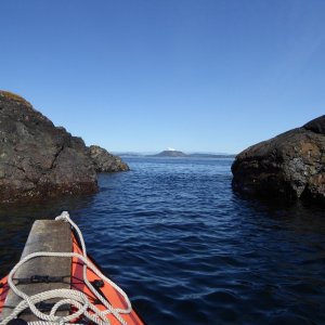 There are many large rocks to paddle in and out of along Cape St Mary on the SE end of Lopez