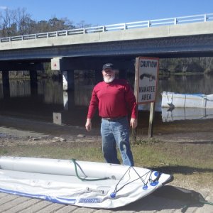 Launching the kayak on the Wakulla River