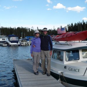 Media 'Grace crew Kevin and Laura July 20ll YS Bridge Bay Marina. Hunky Dory with the twins behind us.' in album 'Grace crew Kevin and Laura July 20ll YS Bridge Bay Marina. Hunky Dory with the twins behind us.'