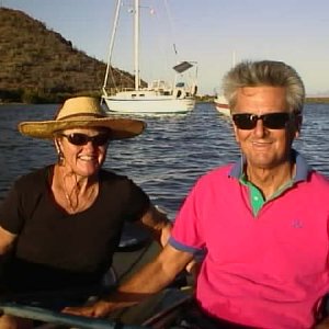 Media 'Paula and me in front of our Cal 31 and our past Angler 22, Cheery.  Puerto Escondido BCS.' in album 'Jammin in Anacortes'