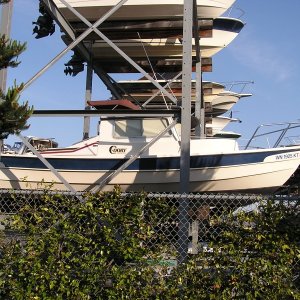 My first view of my boat sitting on the rack at Edmonds