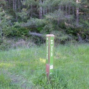 Trail marker at Eagle Harbor