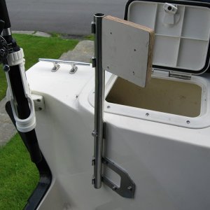 Media 'Bracket is actually a stainless steal moving handle that was used for a 400lb clinical chemistry analyzer, new I?d have a use for it someday.' in album 'Mounting holes drilled into Port laz.'
