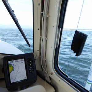 Guess I jumped the gun...heading back after seeing the size of the waves in the Strait