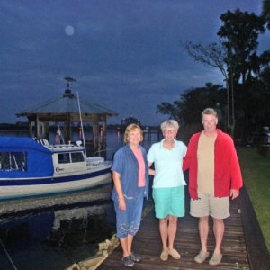 John, Nola and JoAnn in Front of Pretty Boat