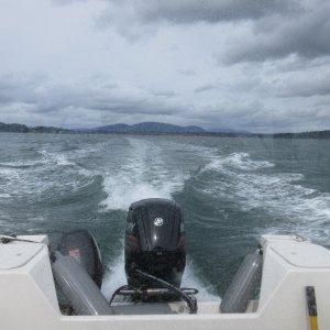 On the home-stretch home, chugging along through some light chop near Anacortes