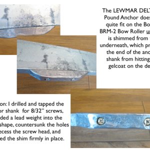 Media 'Close up of lead shim attached to anchor shank' in album 'LEWMAR DELTA 22 Pound Anchor With Lead Shim Installed'