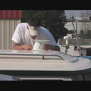 (Swee Pea) Positioning the radar mount on the roof. I was worried about the proximity to the gps.  Installer said not to worry.