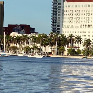 West Palm Beach. Betty took this pic while running on the other side of the ICW,I was doing the dishes