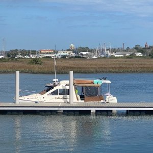 Needed to get to West Marine on the San Sebastian River. This was a dock at a dry stack facility. They were kind enough to let us dock while I walked across the street to WM