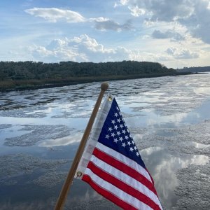 This is what happens when you forget to check the tide. Good thing about a Dory...it sits flat. We stayed through 2 tide cycles because it was such a pretty place.