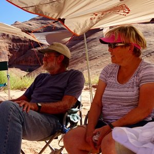 Discovery Crew (Brent and Dixie) under the shade