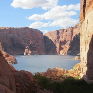 The famous Hole in the Rock where some pioneers came down and crossed the Green River before Lake Powell was here