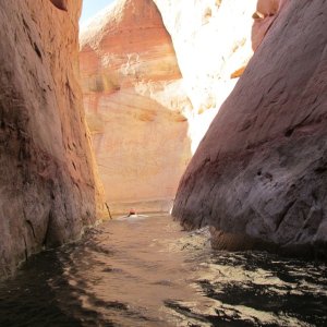 Jody in front of me in Secret Canyon, Lake Powell