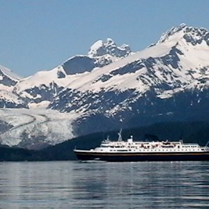 M/V Malaspina heading northbound to Haines passing Herbert Glacier