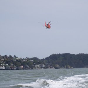 Coast Guard helicopter visit, they waved!