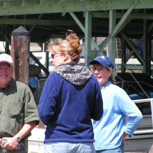 Our hosts, Jim and Kathy (facing) and Natalie (Islander).