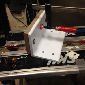 outboard bracket after powdercoating, 2 bolts and 5200 to hold pvc onto bracket