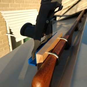 Media 'U-bolts around the handrails. I was going to bolt the gutter brackets right to the side of the top but decided I really didn't want to do that. This was plan B.' in album 'Making some gutter brackets from 1.5x1 aluminum stock'