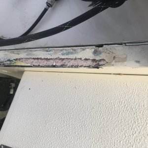 Media 'Plastic cap removed to reveal the separation' in album 'Slight delamination of the forward edge of the transom'