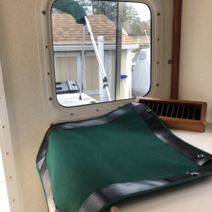 Media 'Sunbrella aft window cover' in album 'Curtain to cover fuel tanks'