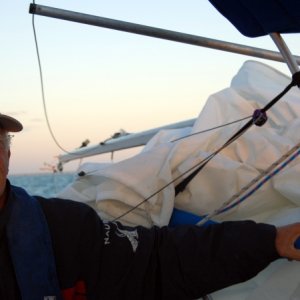 Motoring back to Marathon after being 
dismasted 15 miles out in Florida Bay at 1:30 AM