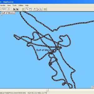 GPS Track during the dismasting and the hour after...the scale represents about 1 sq. mile.
