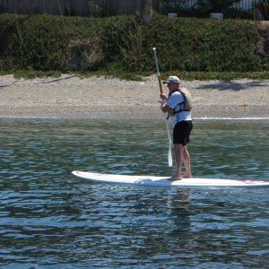 Paddle boards are big -and always go up wind to start the trip!
