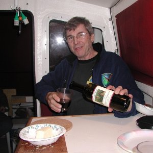 David on Daydream - Stuart Island, Prevost Harbor - 2-21-04