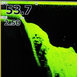 Here is a screen shot, taken at idle speed, of the bottom.  It rose and dropped like this all the way around the point.