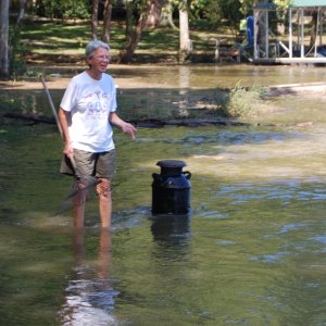 Big Bobber comes floating by....Milk Can on the move...